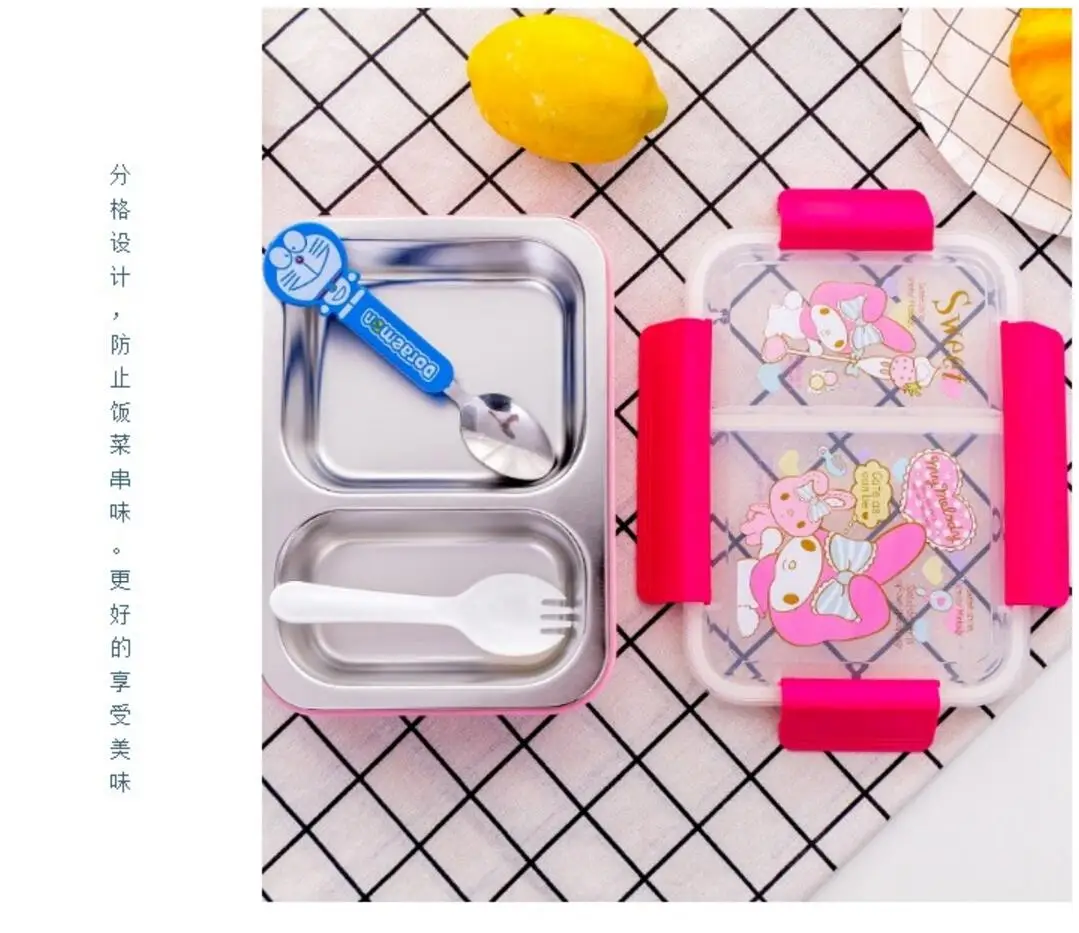 С ложкой вилка мультфильм KT Дораэмон Мелодия автомобиль Микки Минни SUS304 Bento