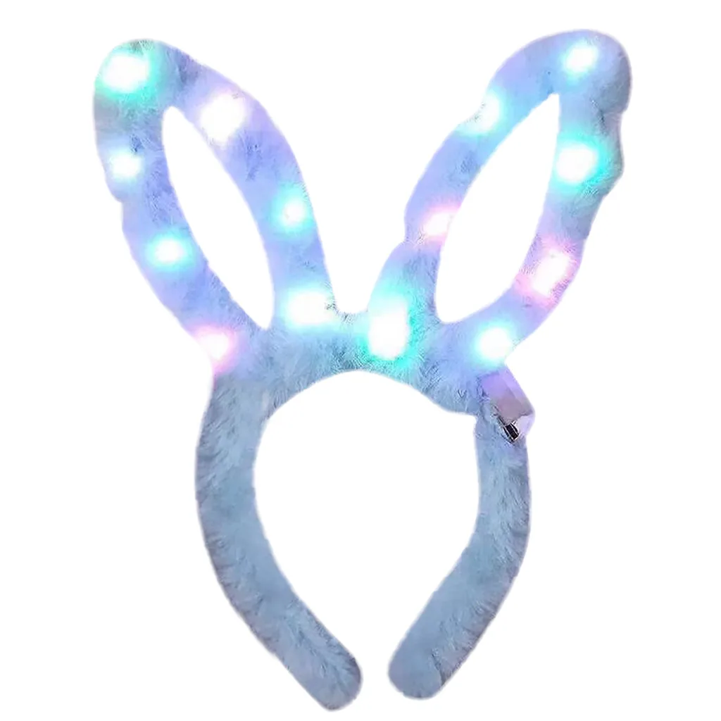 Светодиодный плюшевый аксессуар для волос женщин блестящий ободок с кроликом