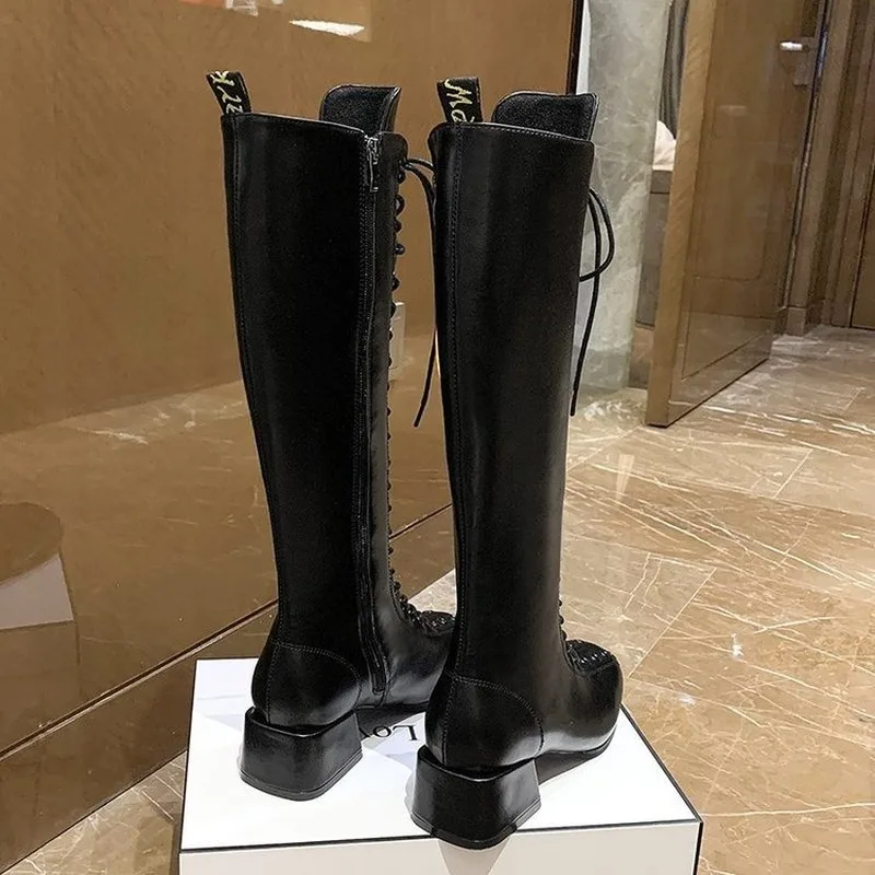 Женские ботфорты из натуральной кожи на низком каблуке Размеры 35 43|Ботфорты| |