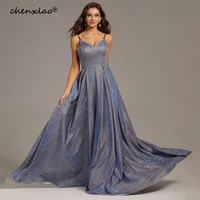 chenxiao real photos glitter evening party dresses spaghetti strap split a line formal lady gowns corset back prom dress 2022