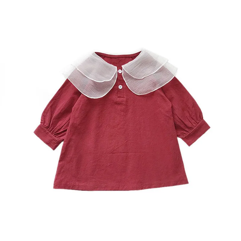 2019 Autumn New Princess Girls Dress Kids Mesh Collar Girl Dresses Children Long Sleeve Clothing dress Cute Vestido | Детская одежда и