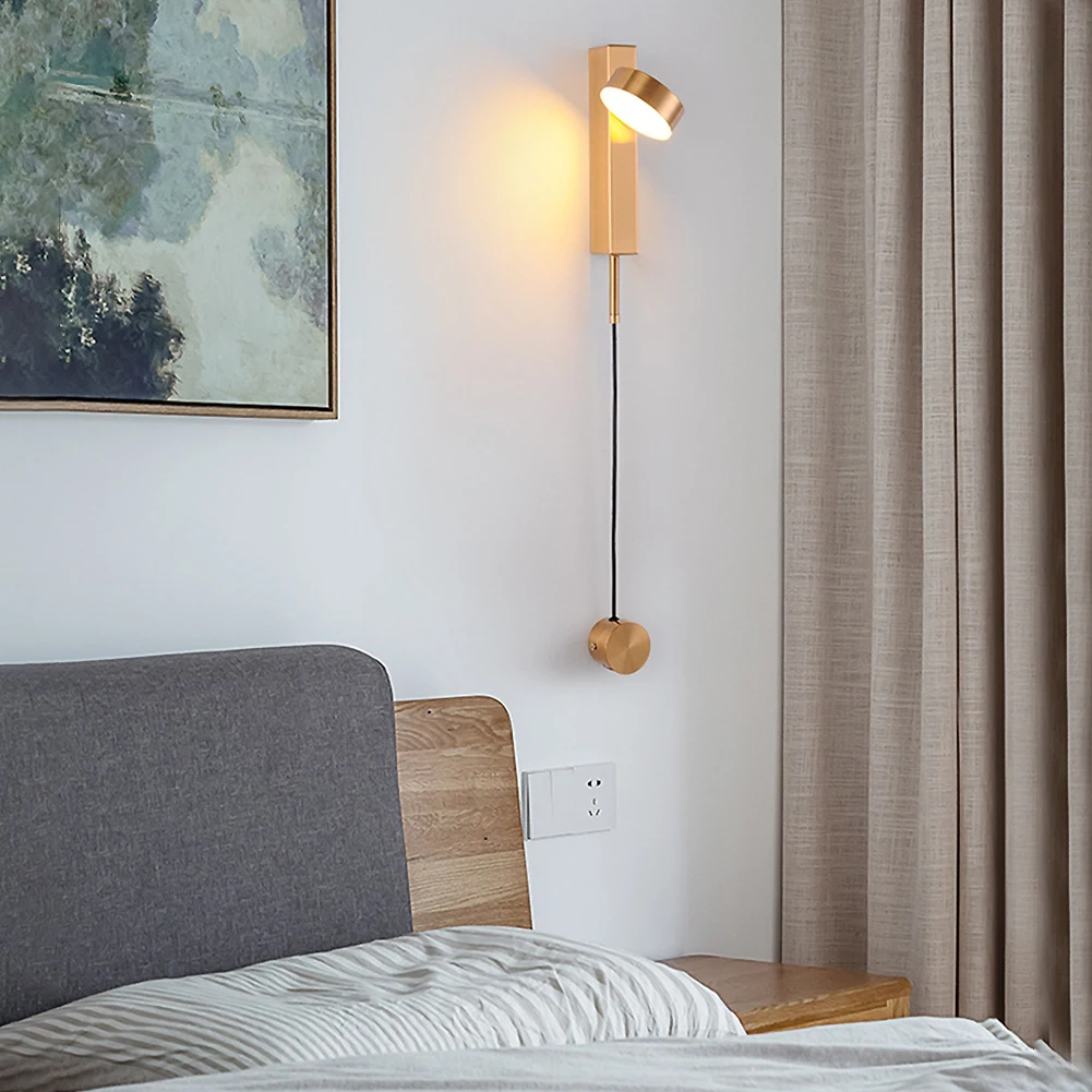 

Bedroom Nordic Style Hotel LED Wall Light Sconces Rotation Dimming Home Decor Knob Switch Stairs Balcony Restaurant Living Room