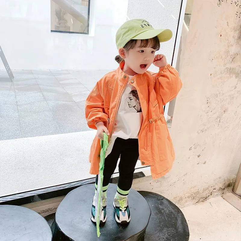 Модный Тренч для маленьких девочек и мальчиков хлопковая Длинная ветровка детей