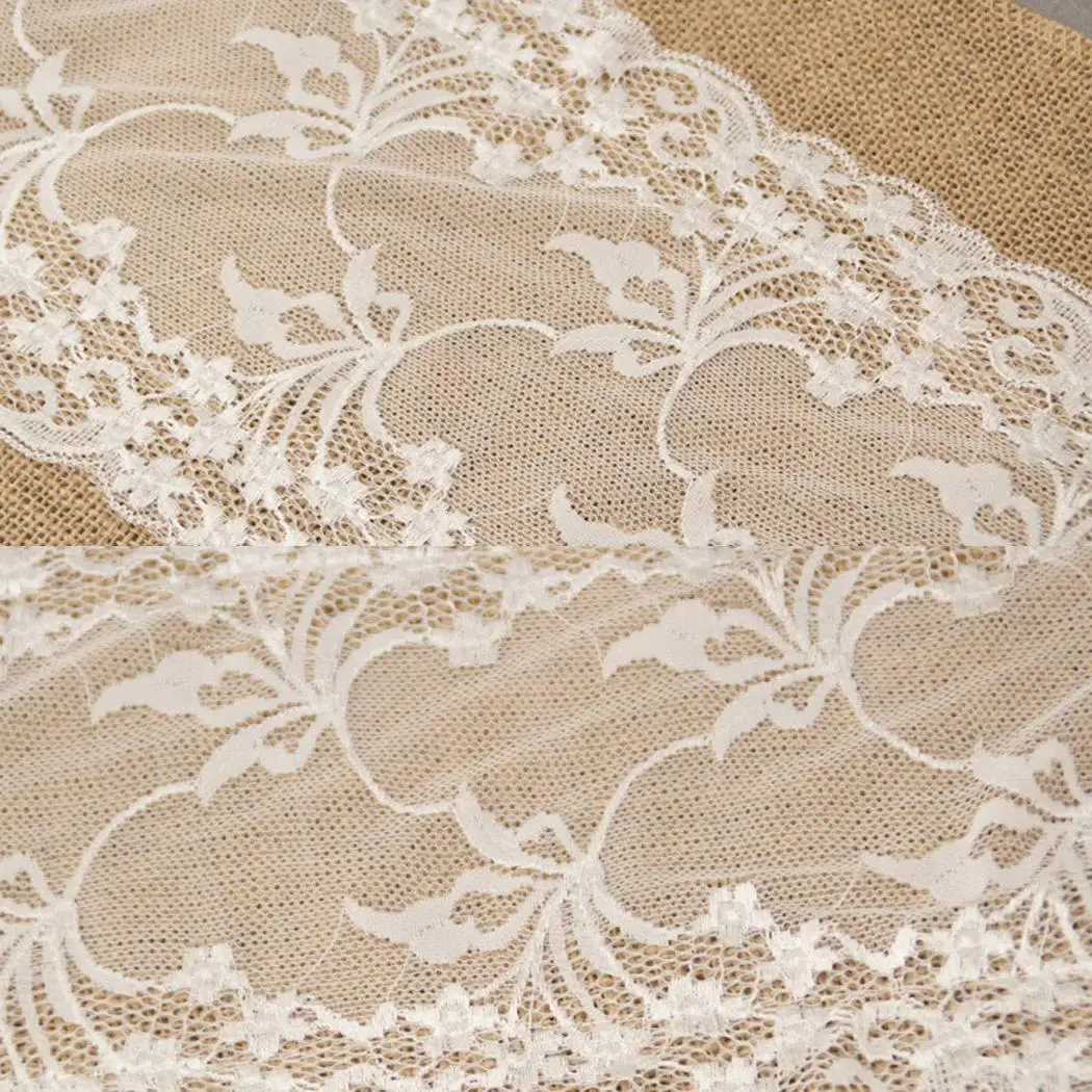 Таблица мешковины Кружева Лоскутные настольные бегуны прямоугольник Рождество