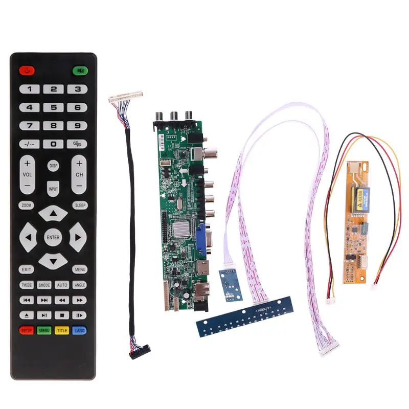 

V56 V59 LCD TV Driver Board DVB-T2+7 Key Switch+IR+1 Lamp Inverter+LVDS Kit 3663