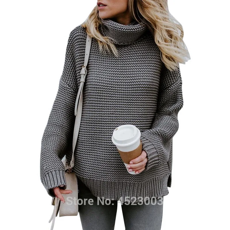Women Turtleneck Knit Sweater Coat Winter Warm Solid Color High Collar Pullover Sweaters | Женская одежда