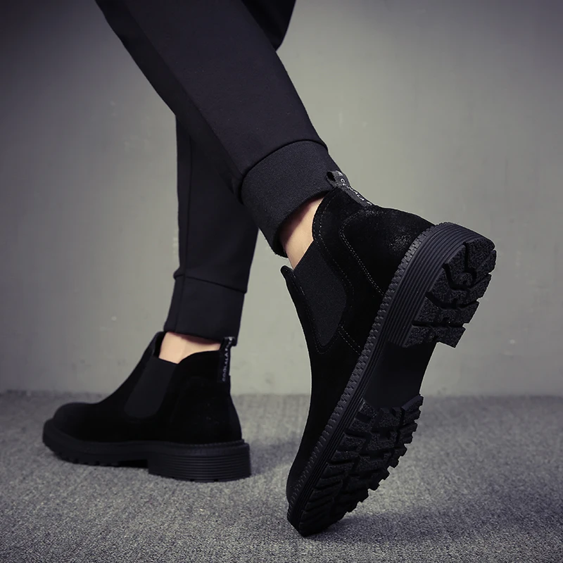 Мужские Роскошные Модные ботильоны обувь из мягкой кожи без шнуровки уличные