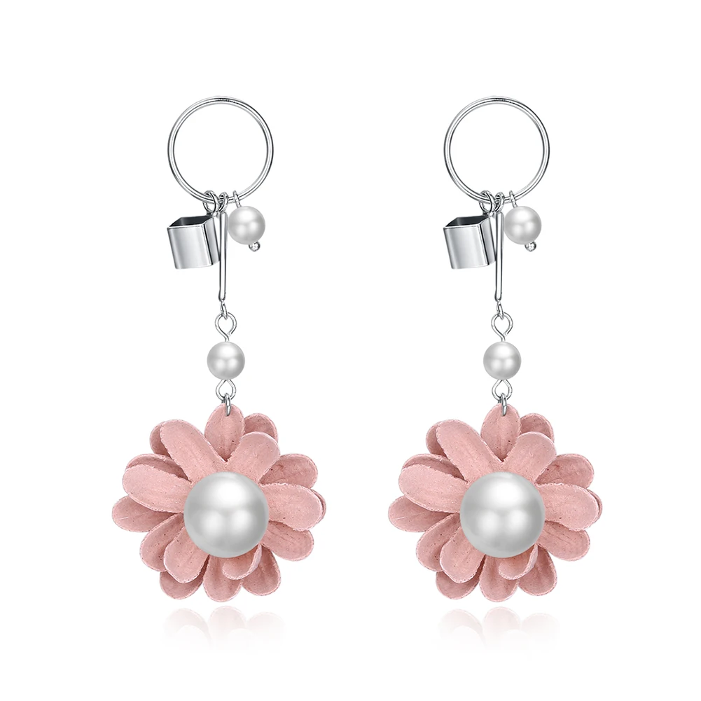 

SILVERHOO New 925 Sterling Silver Drop Earrings For Women Austria Crystal With Beige Flower Party Earrings Simple Gift Trend