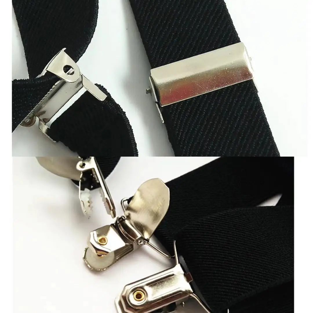 

3.5Cm Men's Women Suspender High quality Printed 22 Colors Elastic Suspenders 4 Clips Width Adjustable X Back Clips on Pants