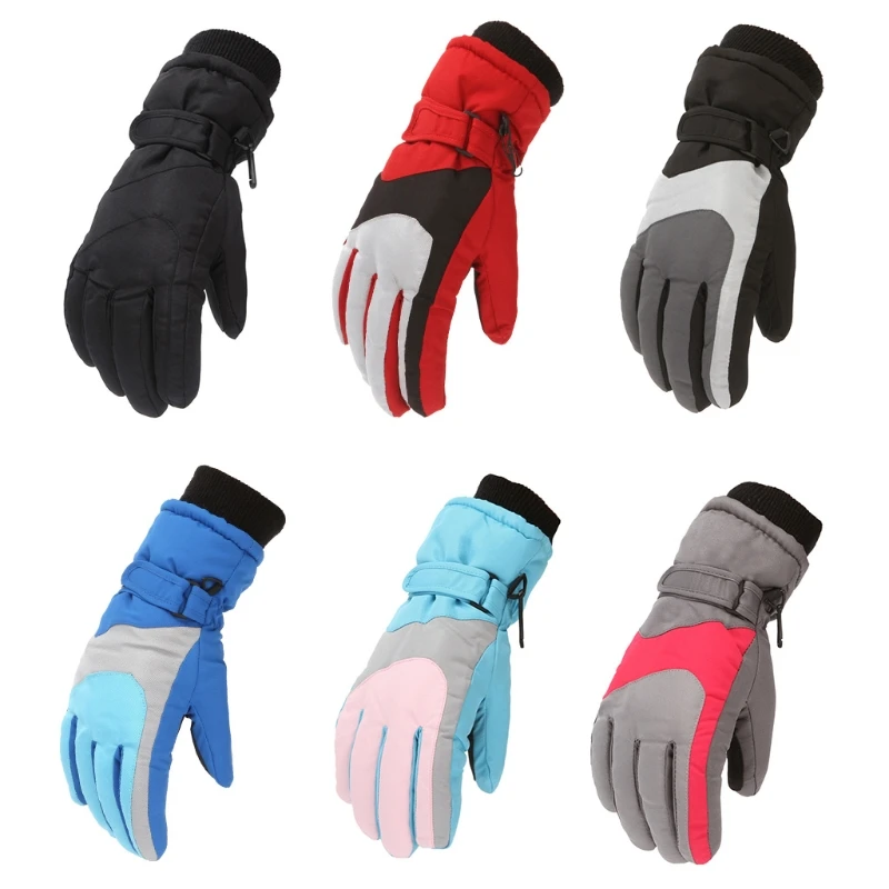 

Kids Children Winter Thicken Warm Mountain Snowboard Ski Gloves Windproof Waterproof Full Finger Mittens for Outdoor 6-11Years