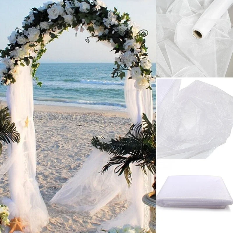 10 ярдов прозрачная органза из прозрачной ткани рулон для свадьбы стула створки