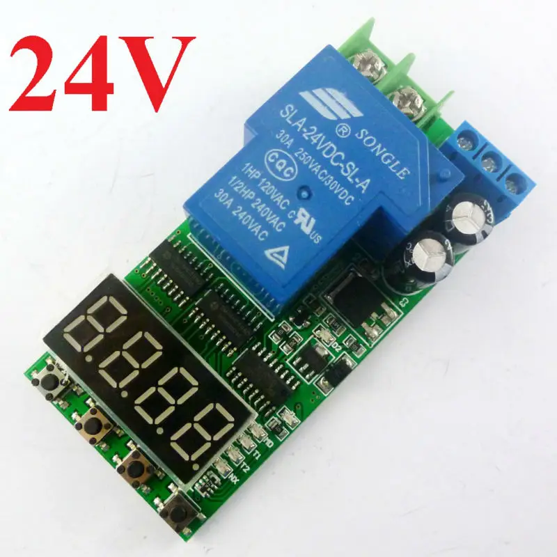 

IO23C01_24V DC 24V 30A Multifunction Timer Delay Relay Module High Power On/Off Adjustable for PLC Motor LED Pump