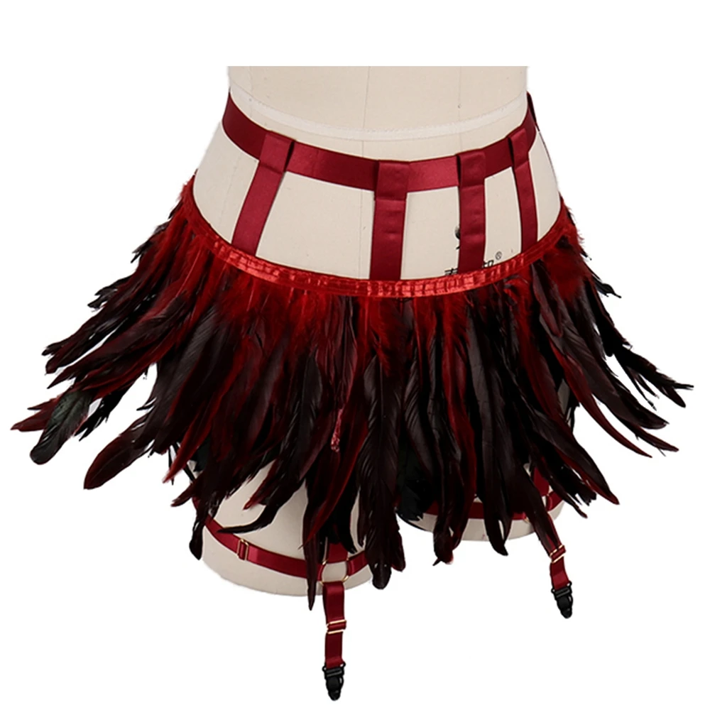 Женские Подтяжки в стиле Харадзюку пикантное нижнее белье панк с перьями модные