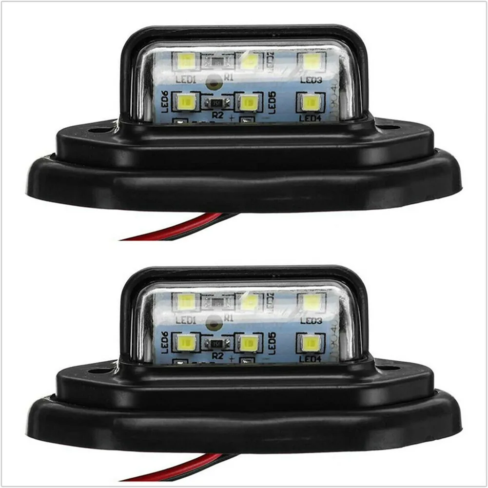 

2Pcs 6 LED Car License Plate Light White Signal Tail Lamp For Boat Truck Trailer 12-24V Side Marker Light License Plate Light