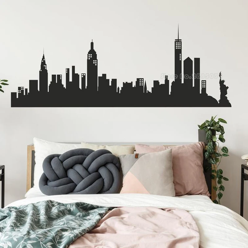 

Высококачественная Настенная Наклейка большого размера с изображением Нью-Йорка, тематическое украшение для спальни, детской комнаты, городской пейзаж, настенные наклейки, Фреска LL2569