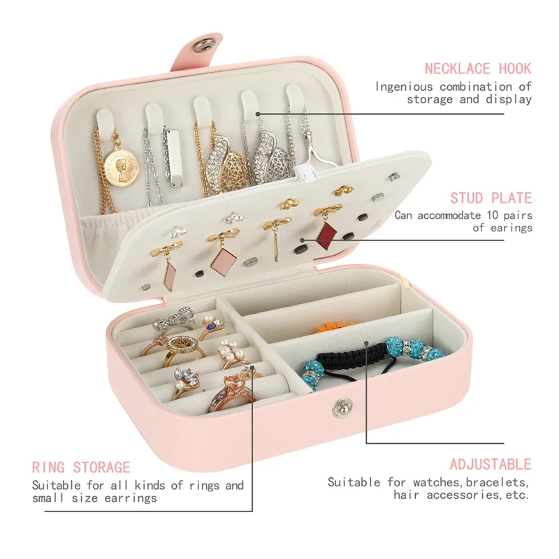 

Jewelry Box PU Leather Jewellery Storage Earring Boxes Packaging Storage Display Case Organizer For Home Travel Girl Gift