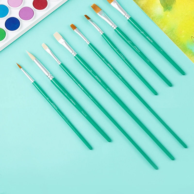 Набор масляных кистей нейлоновые с натуральной щетиной разные размеры 15