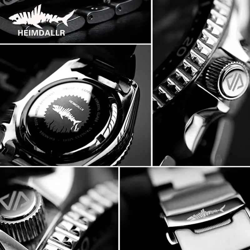 Мужские механические часы Heimdallr SKX007 для дайвинга 42 мм белый циферблат Черная