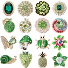 5 шт.лот новые застежки ювелирные изделия золотого цвета Зеленый Кристалл Цветы кнопки подходят для 20 мм 18 мм застежка браслет ожерелье