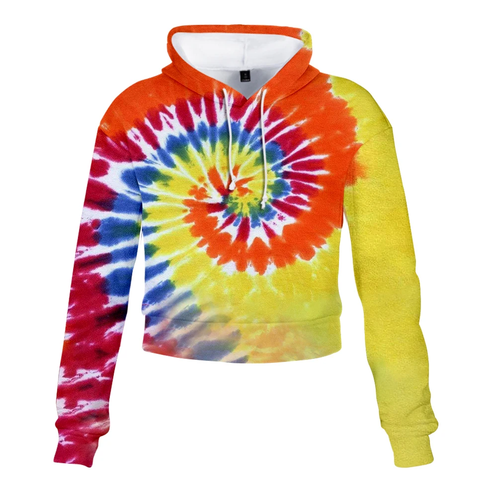 Hoodies Multicolor Casual Women Drawstring Hooded Sweatshirt 2019 Autumn Tie Dye Long Sleeve Personality Spiral Colorful | Женская