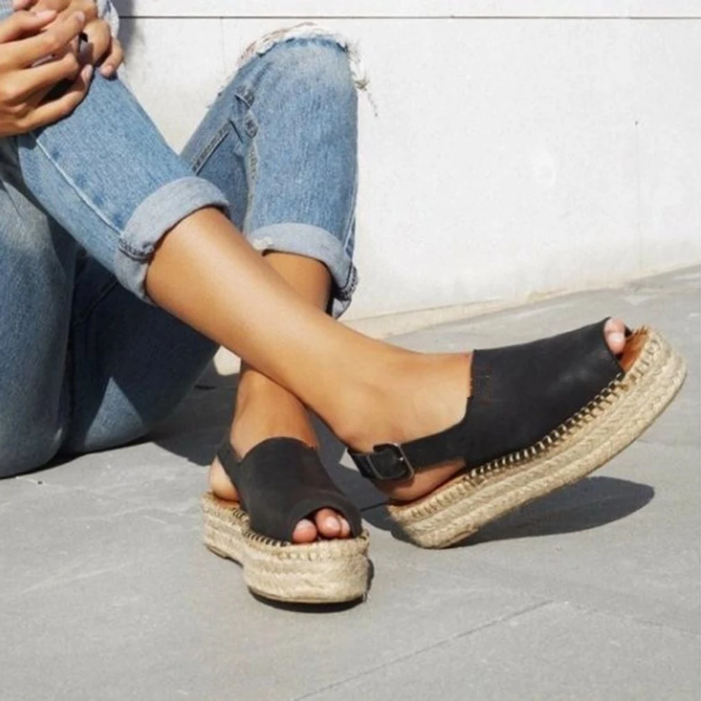 Женские босоножки на платформе женская обувь танкетке сандалии-гладиаторы с