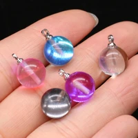 5pcs natural semi precious stones pendant mix color round ball diy for jewelry making necklaces accessories