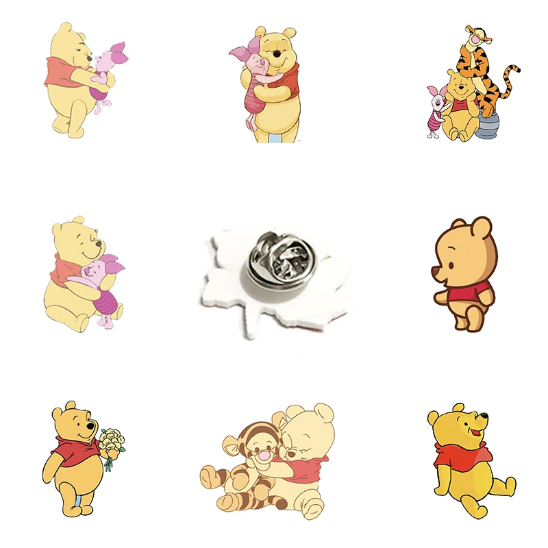 

Disney Cartoon Q Version Lapel Pin Cute Funny Pooh Animal Play Lapel Cartoon Jewelry For Children Gifts Jewelry Accessories