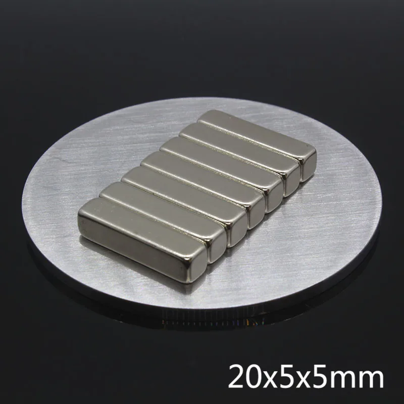 5 шт. N35 Неодимовый магнит 20x5x5 мм постоянный кубовидный блок NdFeB маленький супер мощный сильный Магнитный Магнит для ремесел