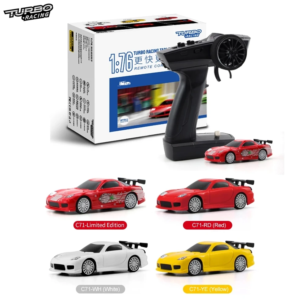 

Turbo Racing C71 RTR 1/76 2.4G RWD Mini Sports RC Car Sports Vehicles LED Lights Full Proportional Toys on-Road Models