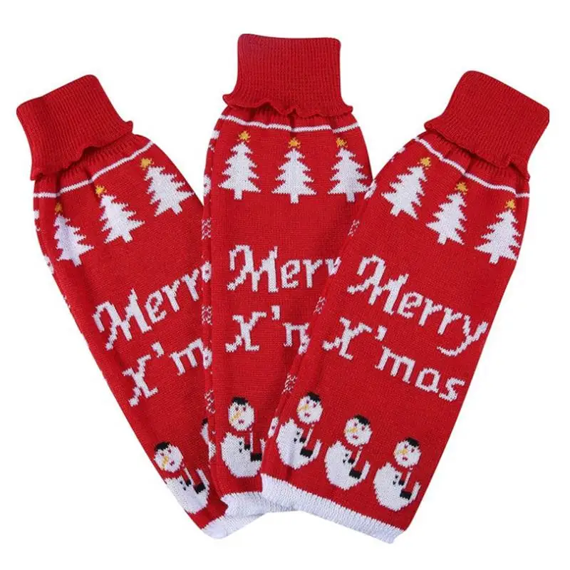 

2PCS Christmas Red Wine Bottle Bag Knitted Decorative Wine Bottle Cover Multicolor Gift Bag navidad 2021 For Home DIY Decor