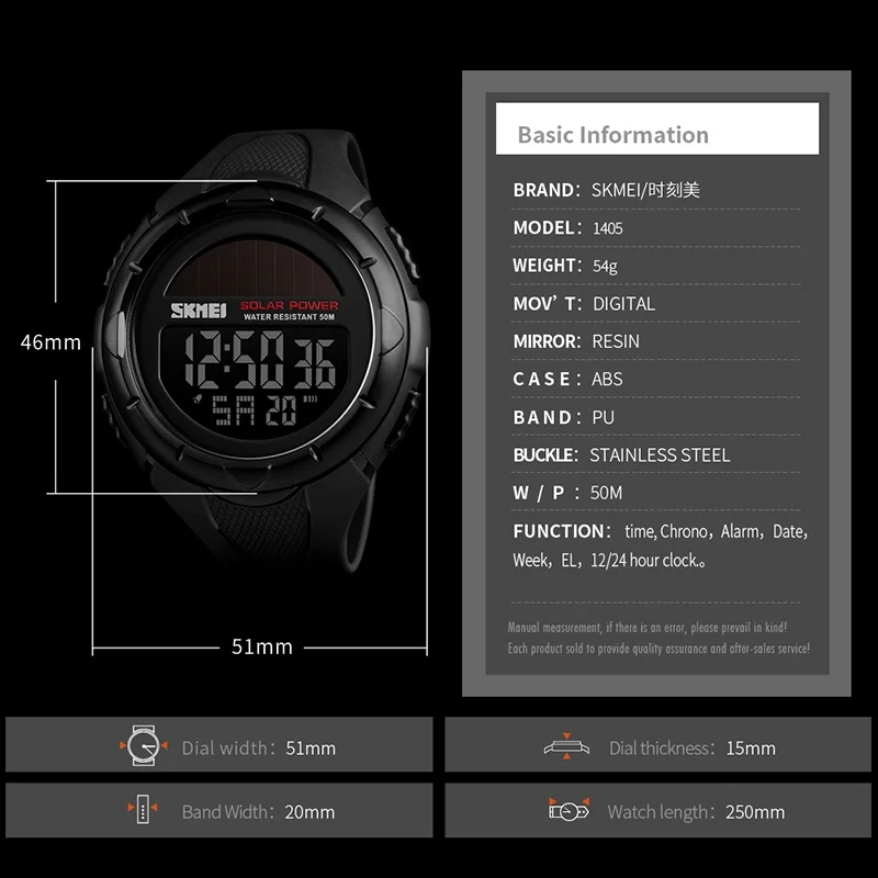 

Men Luminous Watches Sport Digital Mens Wrist Watches Solar For Power Environmentally Alarm Male Clock reloj hombre 1405