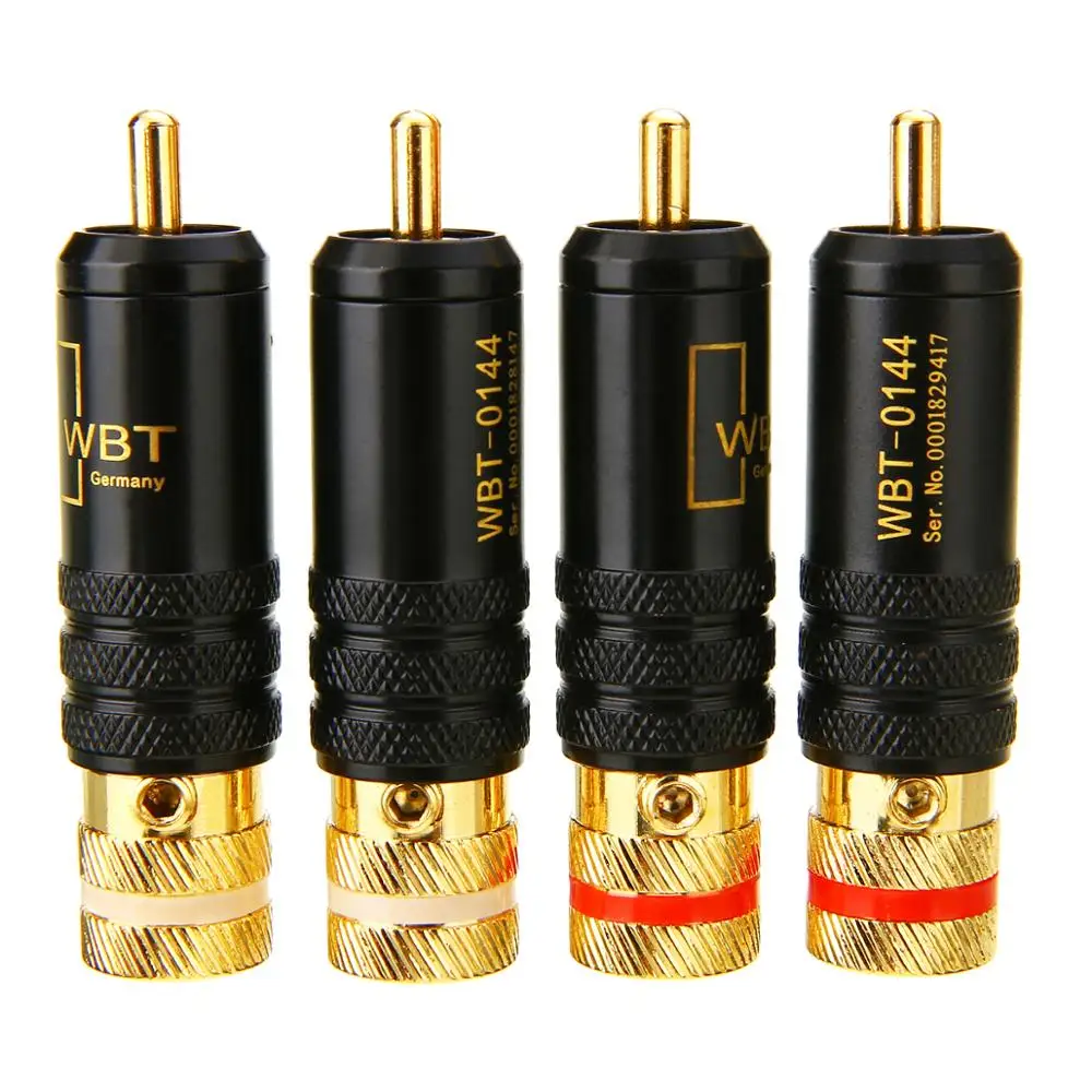 4 шт./лот WBT-0144 позолоченный RCA штекер, винты Блокировка пайки аудио видео RCA разъем, HIFI WBT RCA вилки