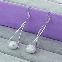 fashion silver earrings high quality silver color round bead drop earrings for women jewelry