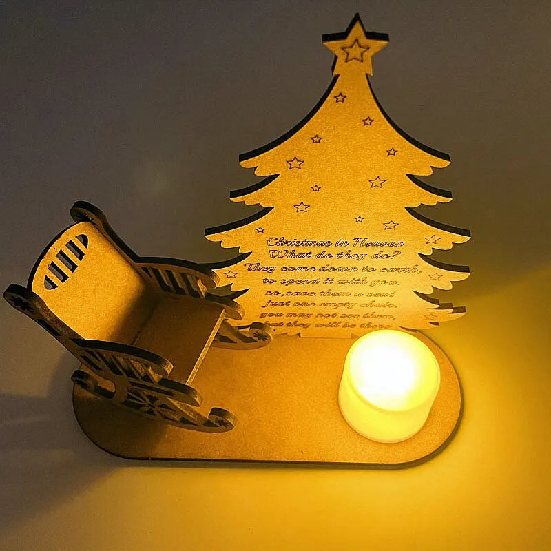 

LED Candles Christmas Tree Candlestick Ornaments To Commemorate Loved Ones Candle Light Decor Wooden Pendant Christmas Decor