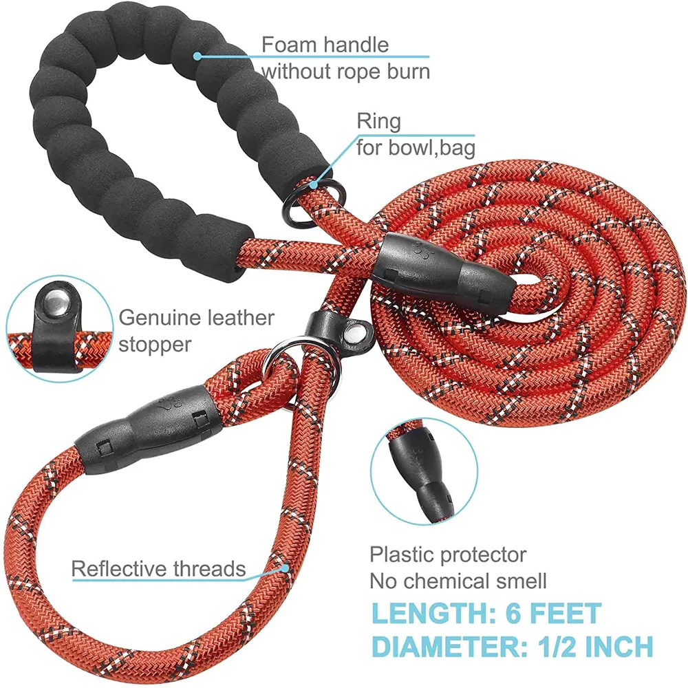 Поводок-скользящий для собак светоотражающая прочная тренировочная веревка с