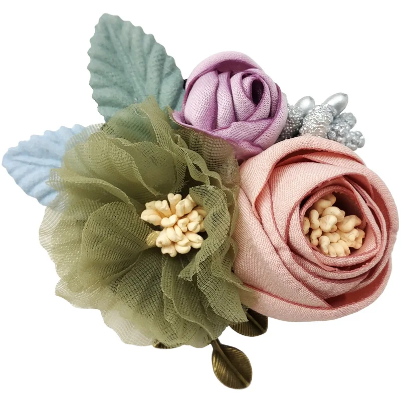 Handmage ткань брошь в форме цветка и модная бутоньерка простой штырь отворотом