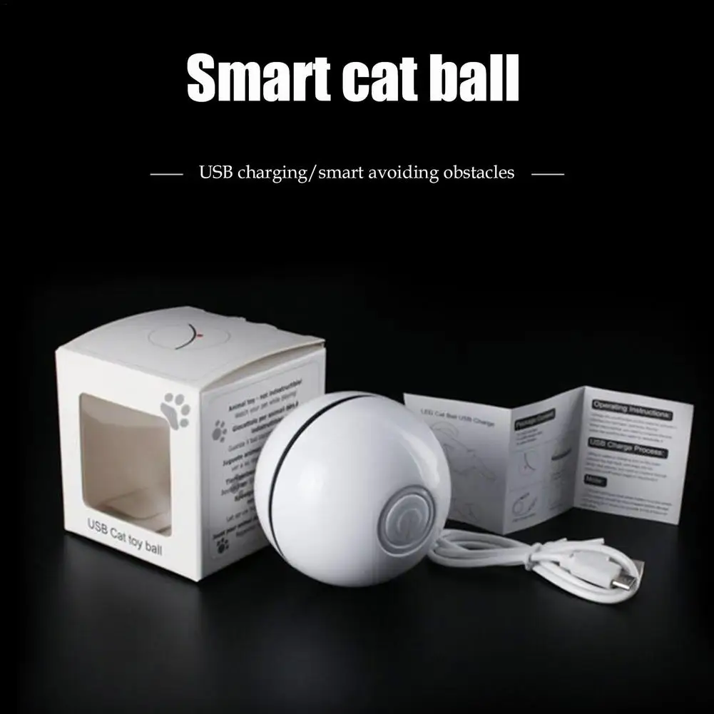 

Smart Cat Ball Toy With LED Light USB Rechargeable Kitten Toy Swing Toy Kitten Interactive Cat Tumbler Swing Toy