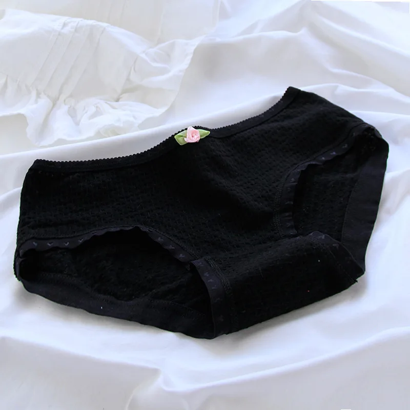 

Soft bubble breathable cotton crotch women's panties, rose bow, candy-colored girly panties