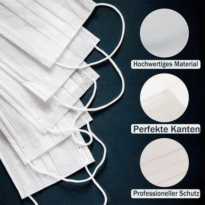 

1-10Pcs White Disposable Mouth Mask Breathable 3-layer Non-woven Face Mask