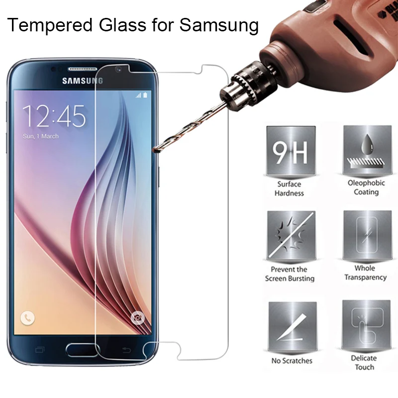 

5PCS 9H Hard Phone Screen Protector Tempered Glass for Samsung Galaxy S6 S7 G850 G7102 Protective Film for Samsung S4 S5 Mini S3