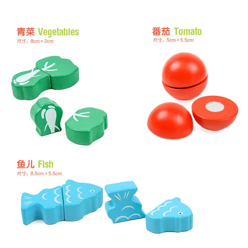 

Montessori cut fruits and vegetables toys wooden classic game simulation kitchen series toys early education gift play house toy