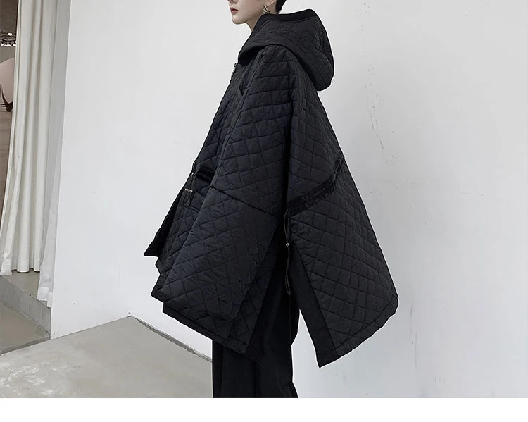 XITAO Argyle, повседневные женские парки с завязками на талии,, Зимняя мода, стиль, свободные парки с капюшоном и воротником, пальто, DMY1321