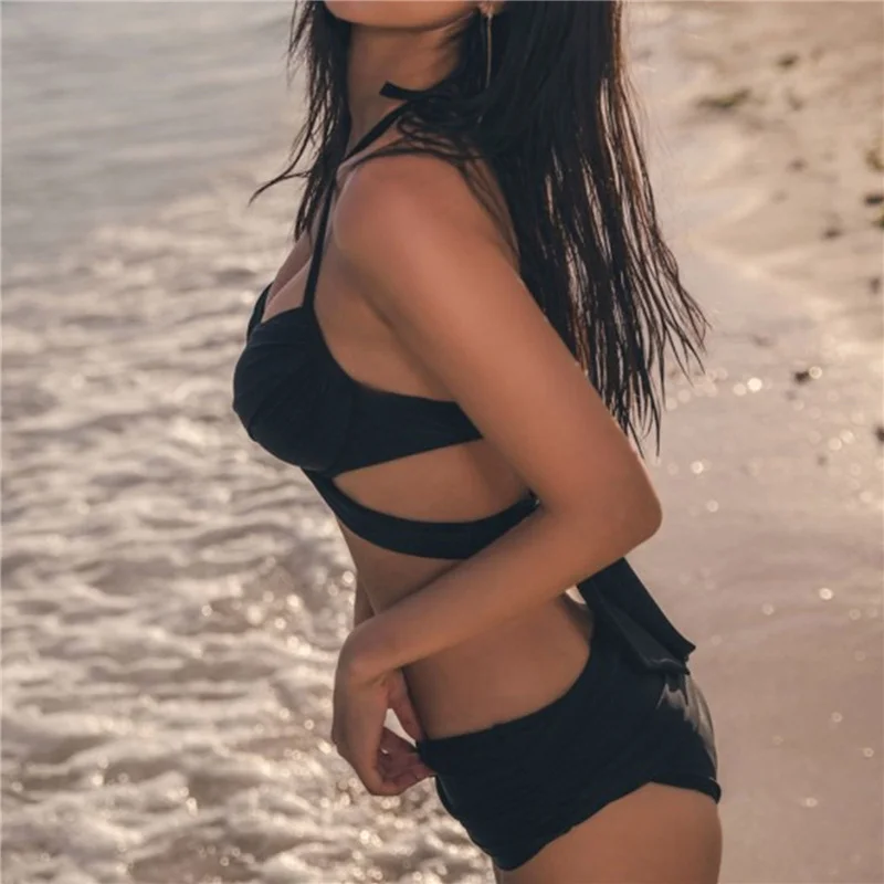 

New Sexy Triangle Bikini Set Women Solid Bathing Suit Swimwear Summer Beach Wear Female Low Waist Red Swimsuit Biquini