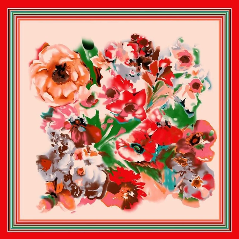 

Женский атласный платок с цветочным принтом, 90x90 см