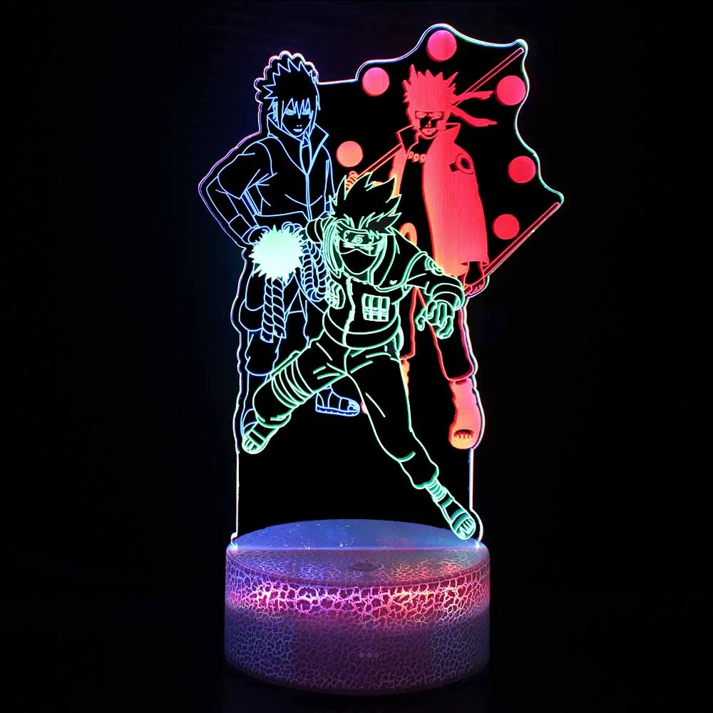 

Светодиодный ночсветильник Наруто Узумаки 3 цветов Akatsuki Kakashi Hatake детская спальня ночсветильник Itachi Uchiha 3D лампа детский подарок на день рожд...