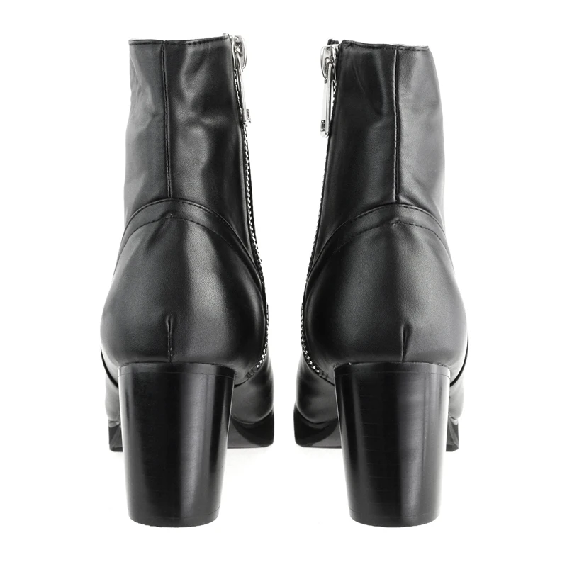 Новинка Красивая мужская обувь на высоком каблуке молнии с острым носком мужские