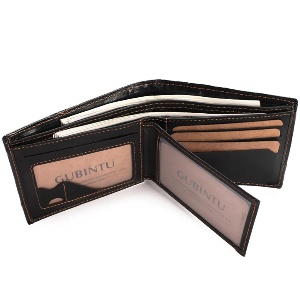 Кошелек мужской двойного сложения бумажник из искусственной кожи клатч для