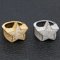 popular new hip hop rock five star rings men luxury rhinestones zircon pentagram rings women wedding party whole sale