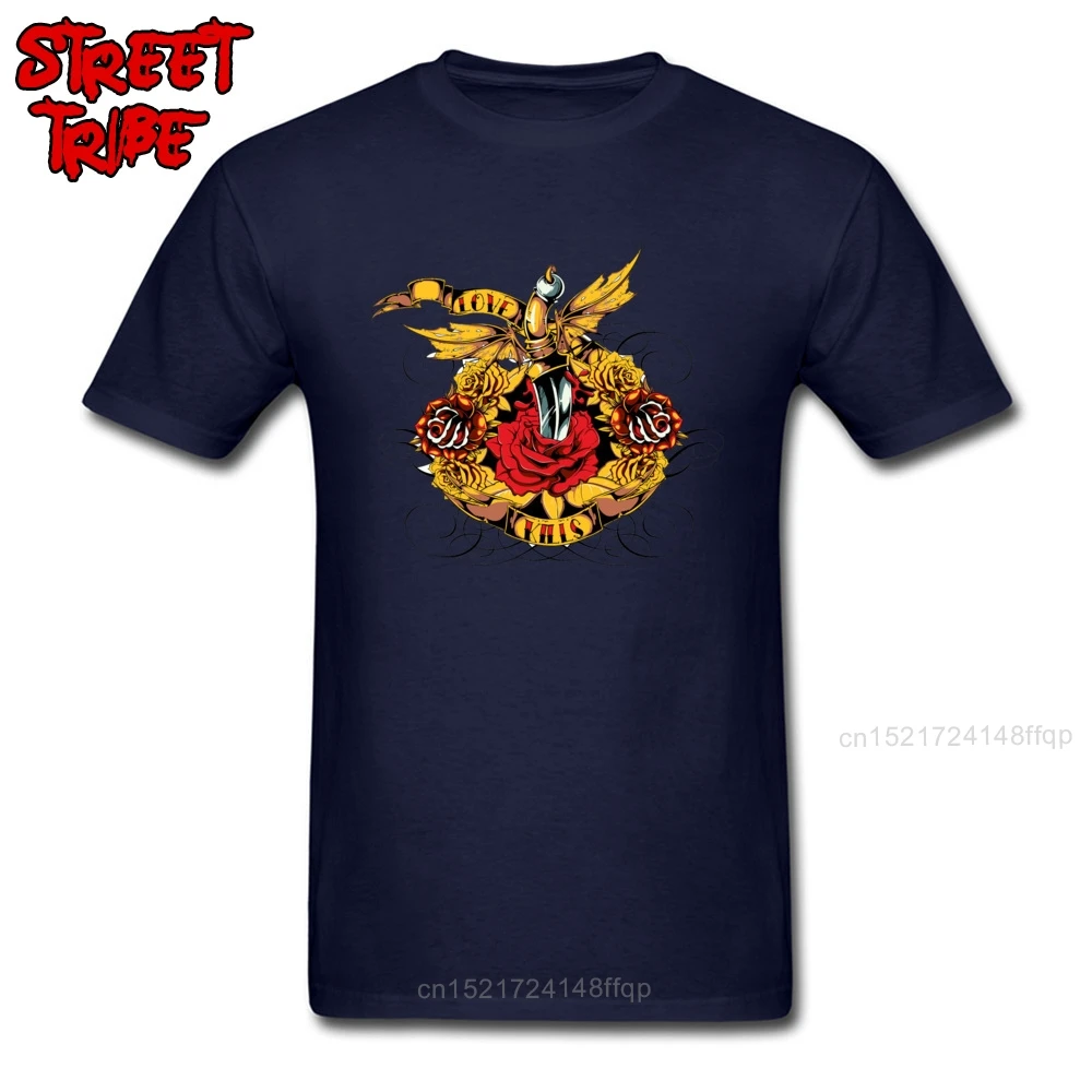 Dagger N Rose T-shirt Men Love Kills Tshirt Crazy Design Clothing Adult Grey T Shirts 100% Cotton Fabric Tops &amp Tees Vintage | Мужская