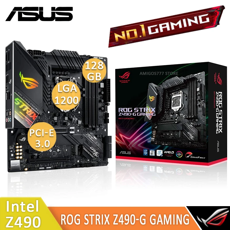 

LGA 1200 Asus ROG STRIX Z490-G GAMING Motherboard DDR4 128GB PCI-E 3.0 USB3.2 Gen2 CrossFireX Intel Z490 Gaming Placa-Mãe mATX